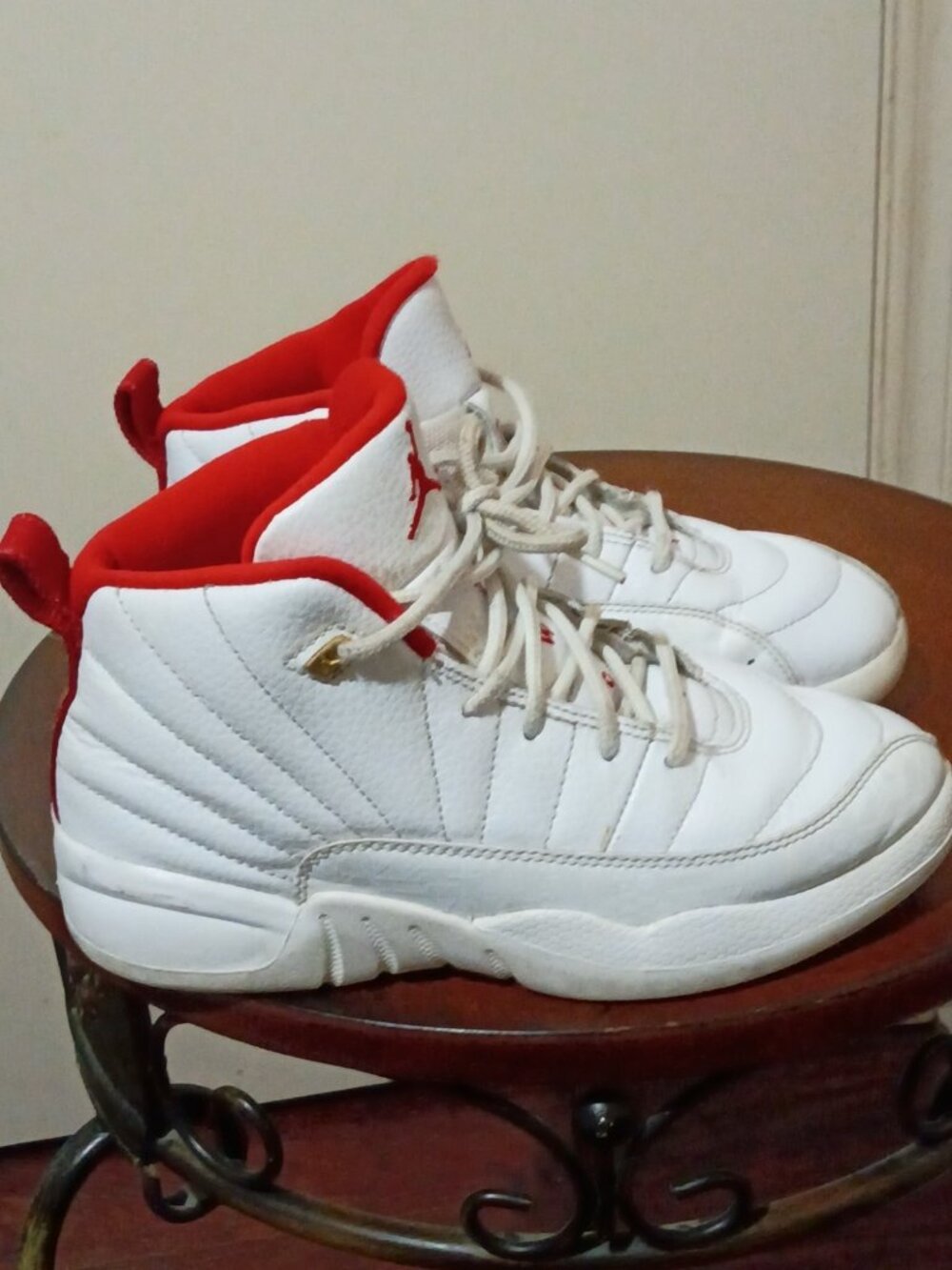 Nike Air Jordan Retro 12 XII Fiba White Red 151186-107 Pre School Unisex 2.5Y